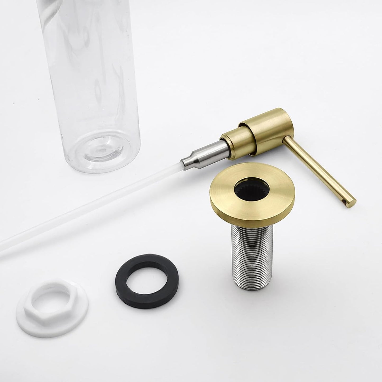Brushed Gold All Brass Sink Soap Dispenser for Kitchen Sink Deck Mounted with 17 OZ Above The Sink