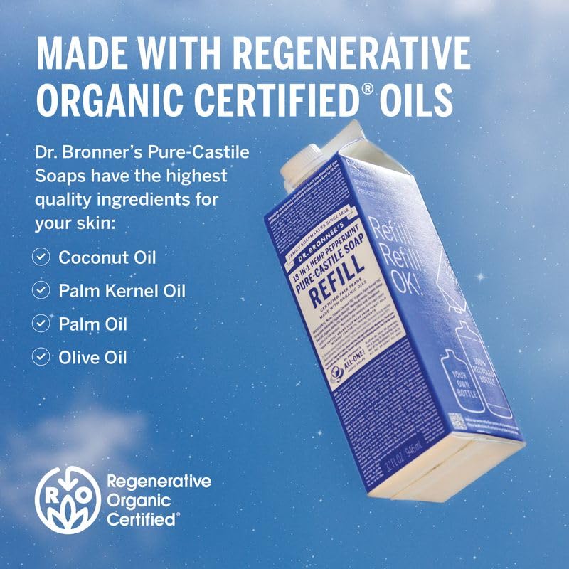 Dr. Bronner's Pure-Castile Liquid Magic Soap Refill - Made with Regenerative Organic Certified