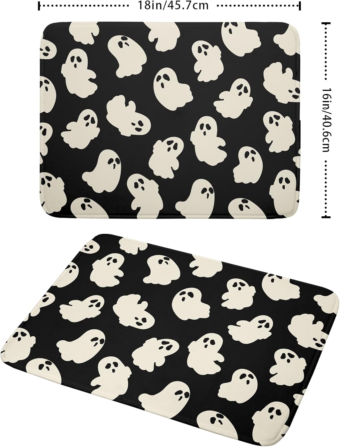 Halloween Ghost Dish Drying Mat 16X18 Inch Spooky Halloween Drying Mat for Kitchen Counter Black