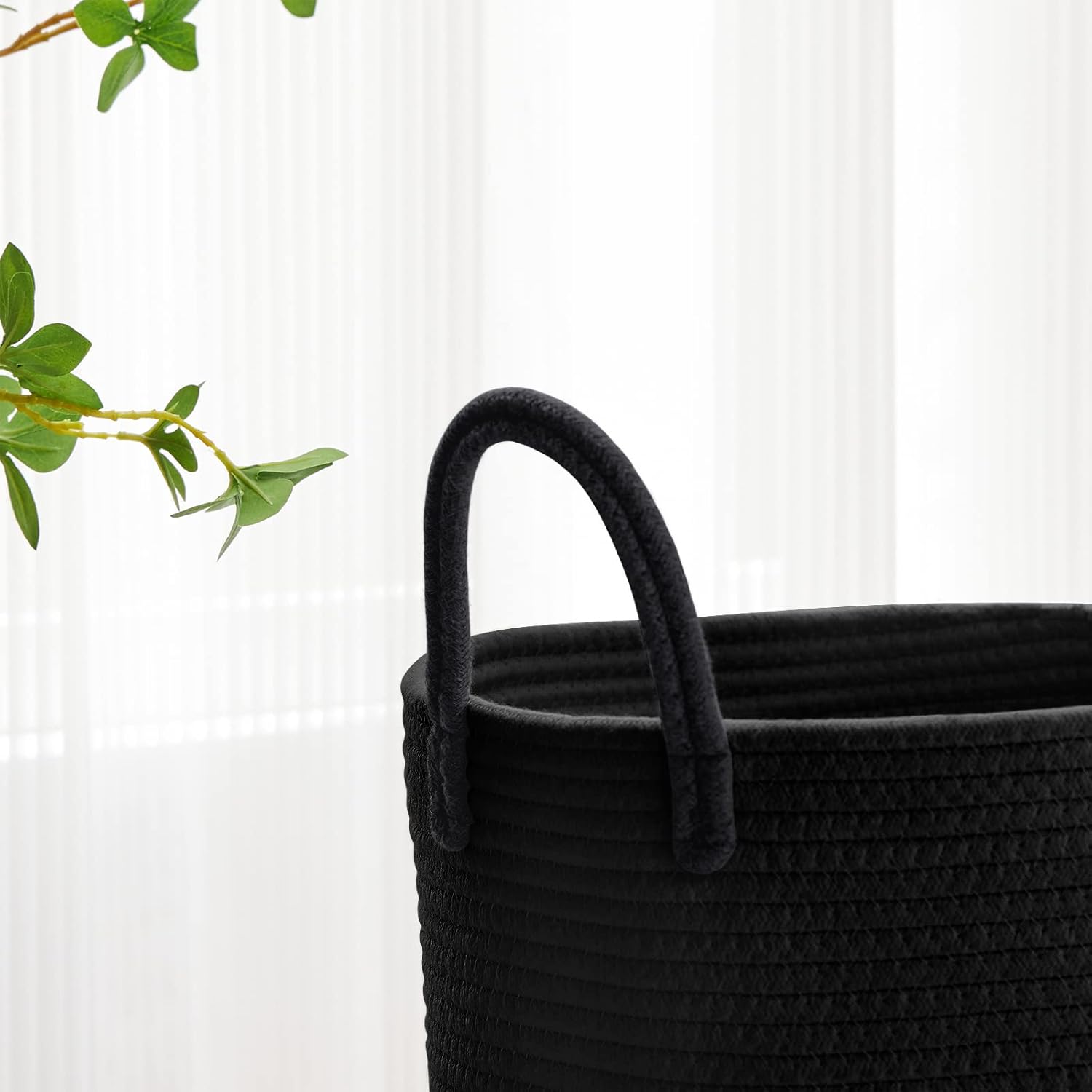 VIPOSCO Large Laundry Hamper, Tall Woven Rope Storage Basket for Blanket, Toys, Dirty Clothes in