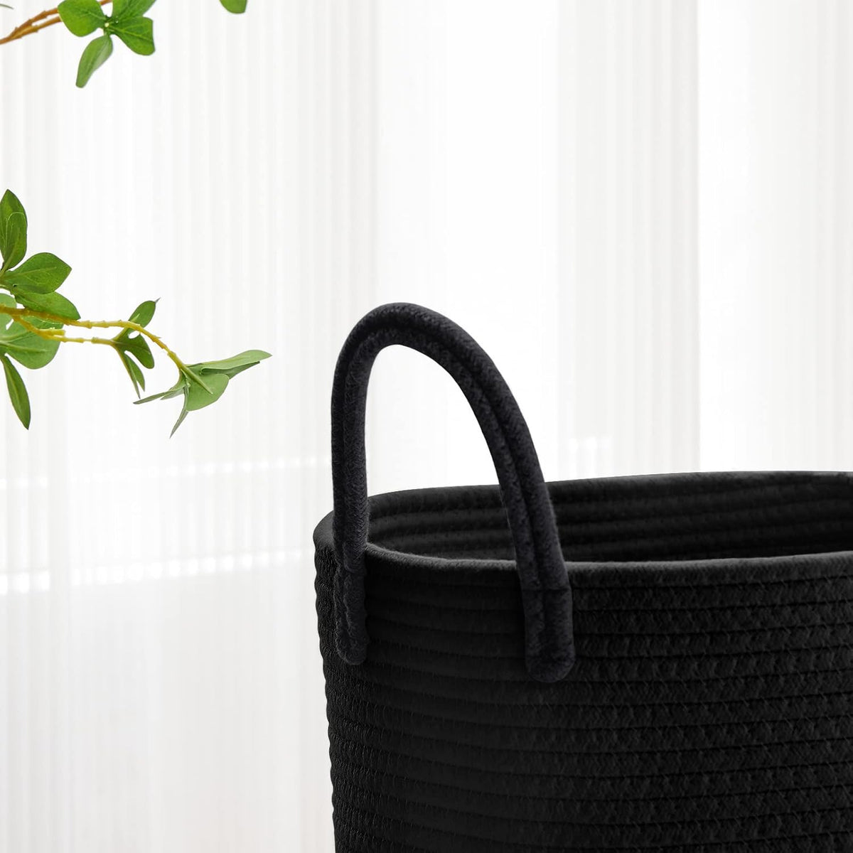 VIPOSCO Large Laundry Hamper, Tall Woven Rope Storage Basket for Blanket, Toys, Dirty Clothes in