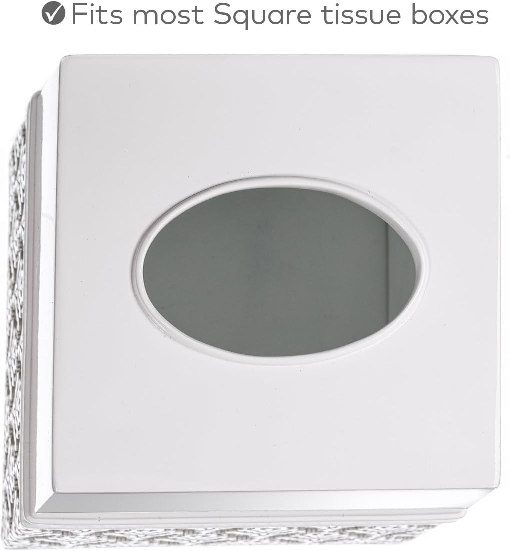 Creative Scents Mirror Damask Square Tissue Box Cover - Decorative Bathroom Tissues Paper Holder