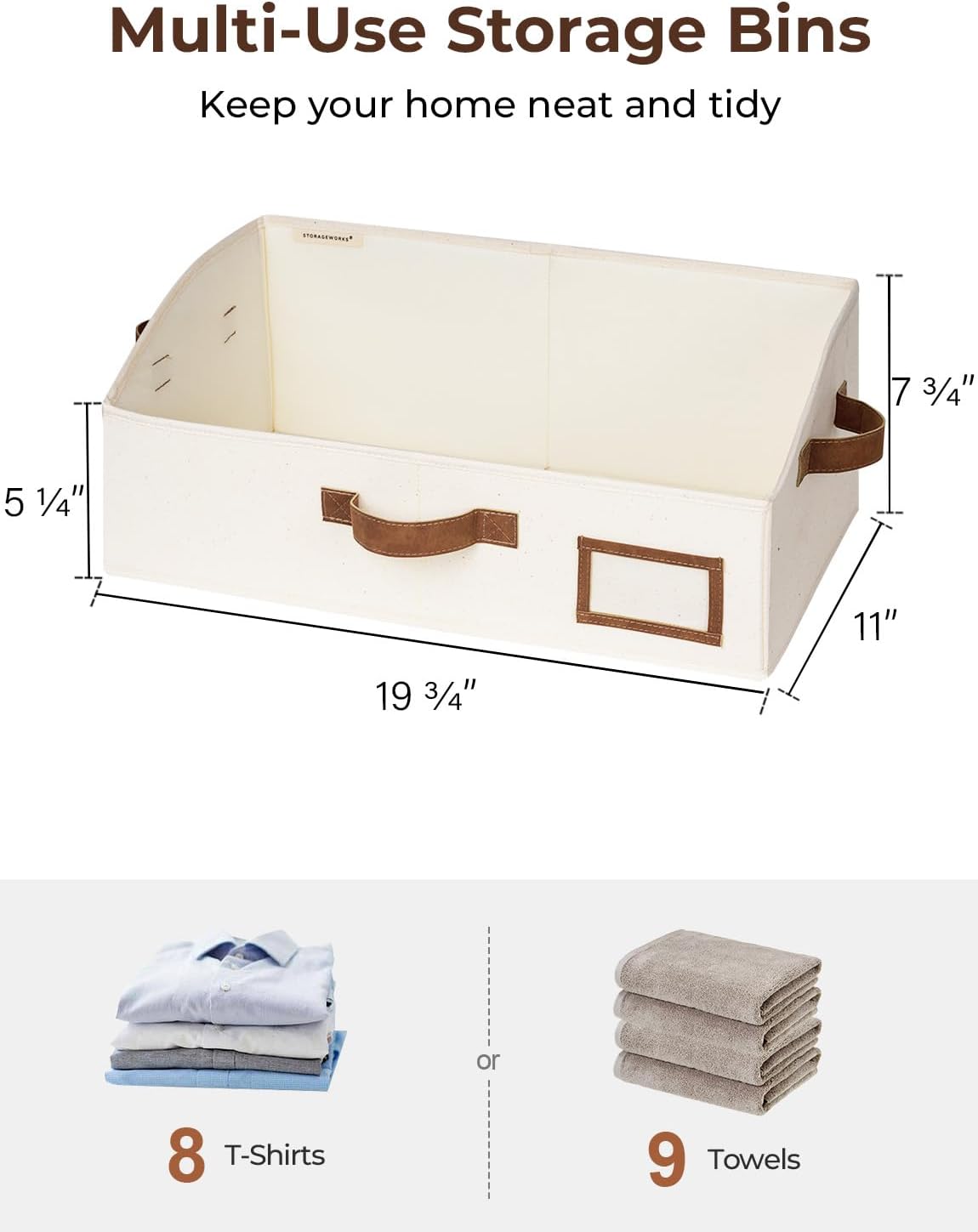 StorageWorks Closet Storage Bins, Trapezoid Organizer Box for Shelves, Fabric Clothes Bin, Foldable