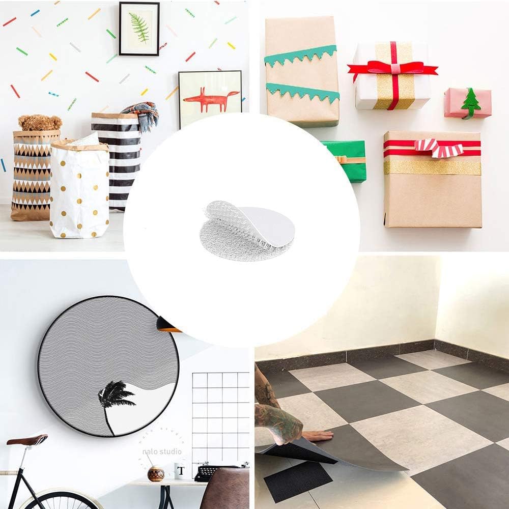 BRAVESHINE Adhesive Stickers- Removable Heavy-Weight Round Sticky Tapes Wall Mounting Tapes White