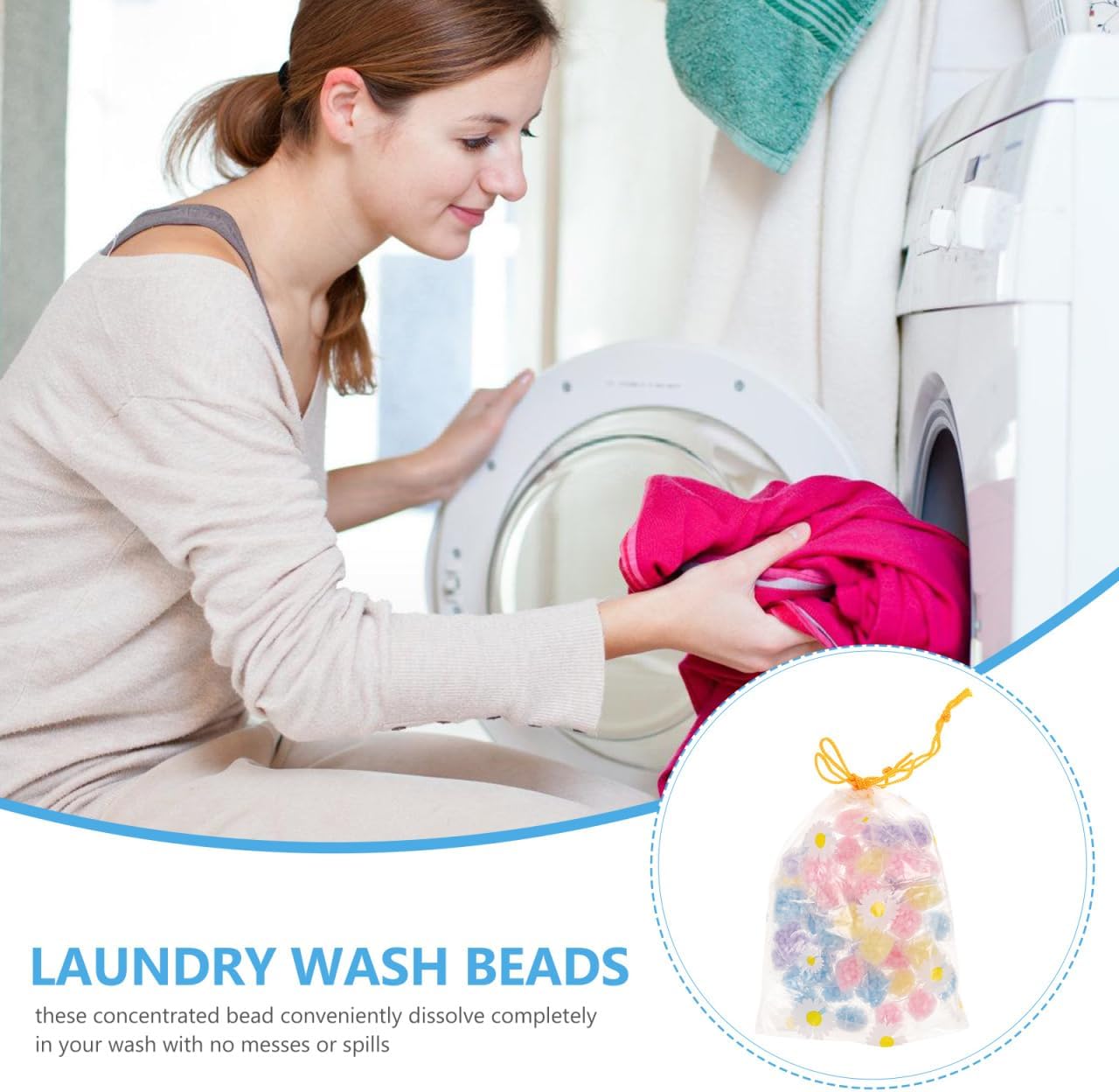 Artibetter Laundry Scent Booster Beads 50pcs In-Wash Fragrance Booster Laundry Freshener Beads