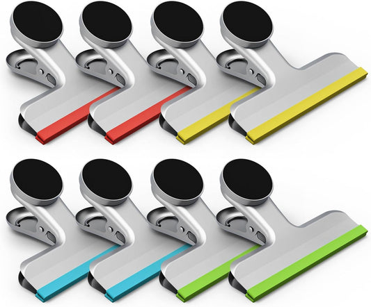 HOUSE AGAIN 8 Pack Stainless Steel Magnetic Chip Bag Clips Covered with Silicone - NO More Sharp