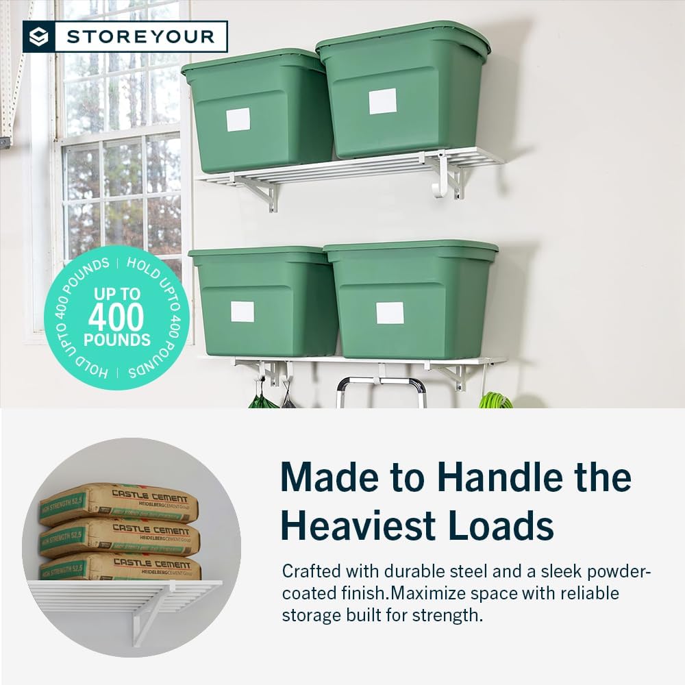 StoreYourBoard 2-Pack Heavy Duty Wall Shelves – Wall-Mounted Garage Storage Shelving and