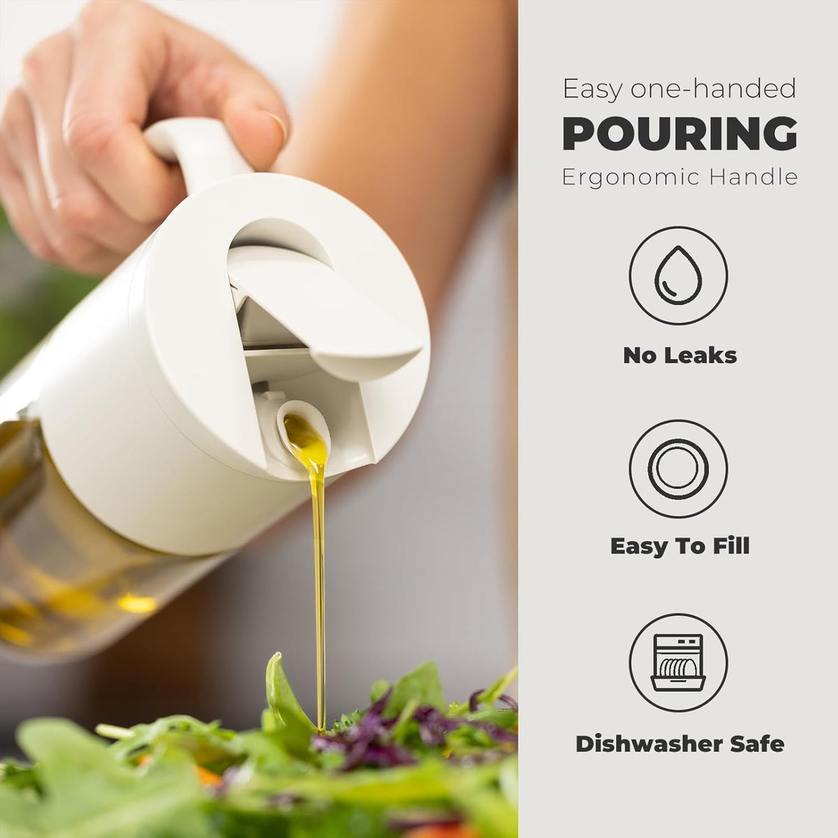 Zuutii Olive Oil Dispenser Bottle 18.6oz – Auto Flip Glass Vinegar Bottle with No-Drip Spout for