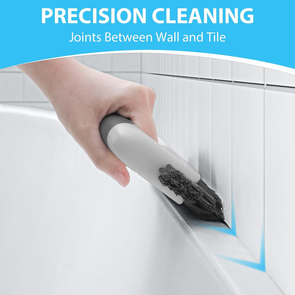 Lumkew Grout Cleaning Brush, V Shape Stiff Grout Cleaner Brush for Floors Tile Grout Scrubber