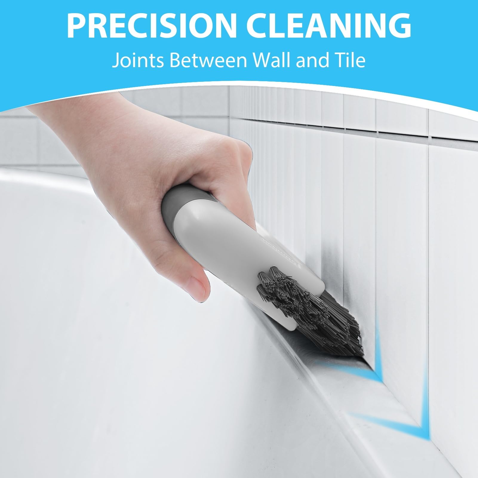 Lumkew Grout Cleaning Brush, V Shape Stiff Grout Cleaner Brush for Floors Tile Grout Scrubber