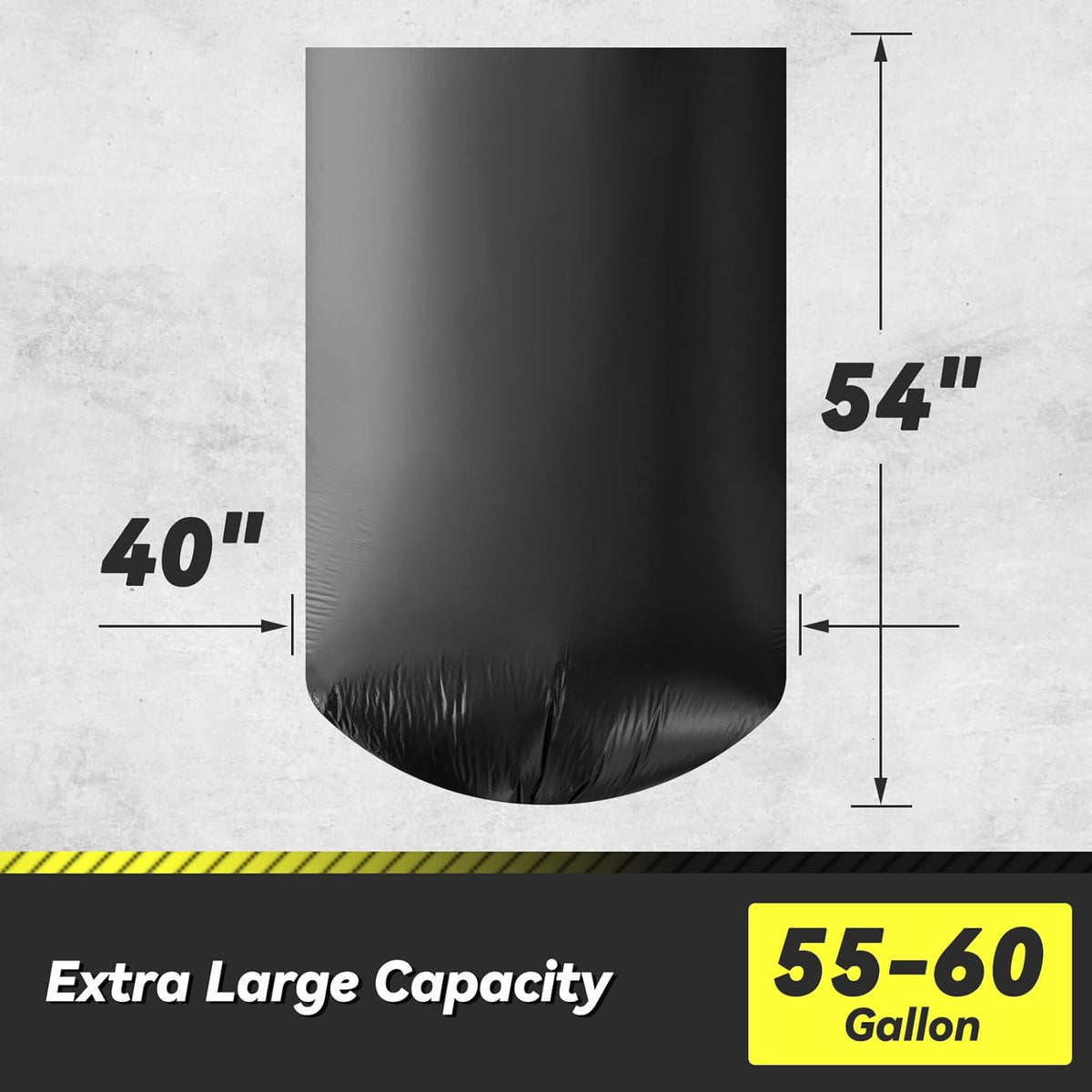 150 Count 55-60 Gallon Trash Bags, Sturdy & Tear-Resistant Commercial Can Liners 55 Gallon, Large