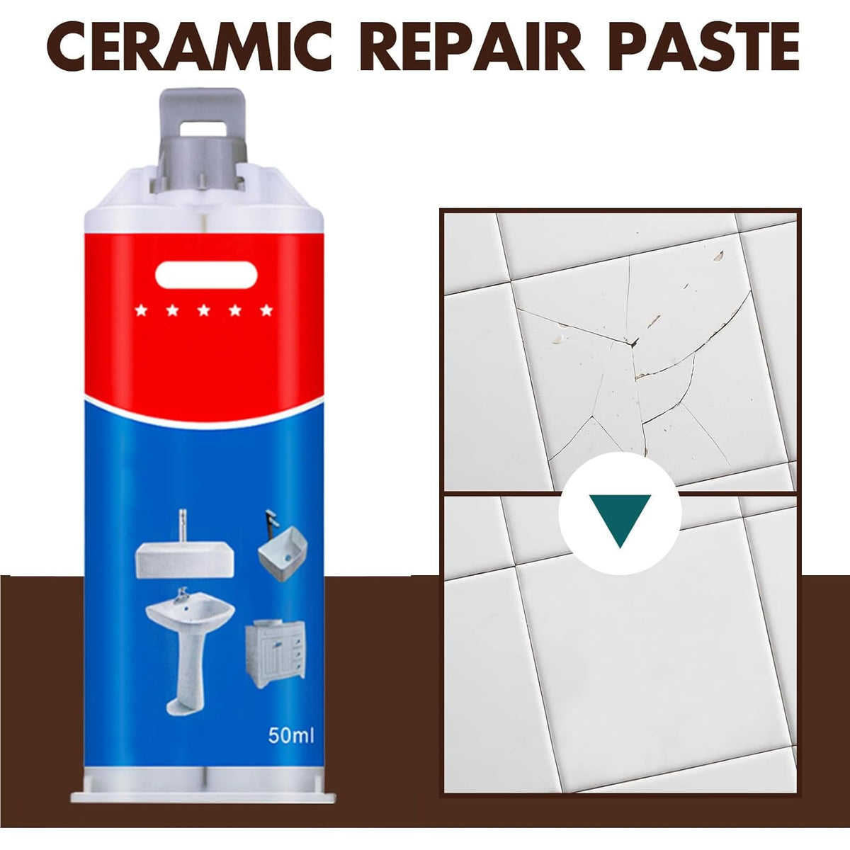 Tile and Ceramic Glaze Repair Paste,Ceramic Tile Crack Repair,Porcelain Sink Repair Kit,Tilegrout