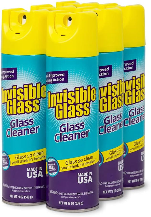 Invisible Glass 91160-6PK Premium Glass And Window Cleaner Aerosol Can Leaves Glass Streak Free And