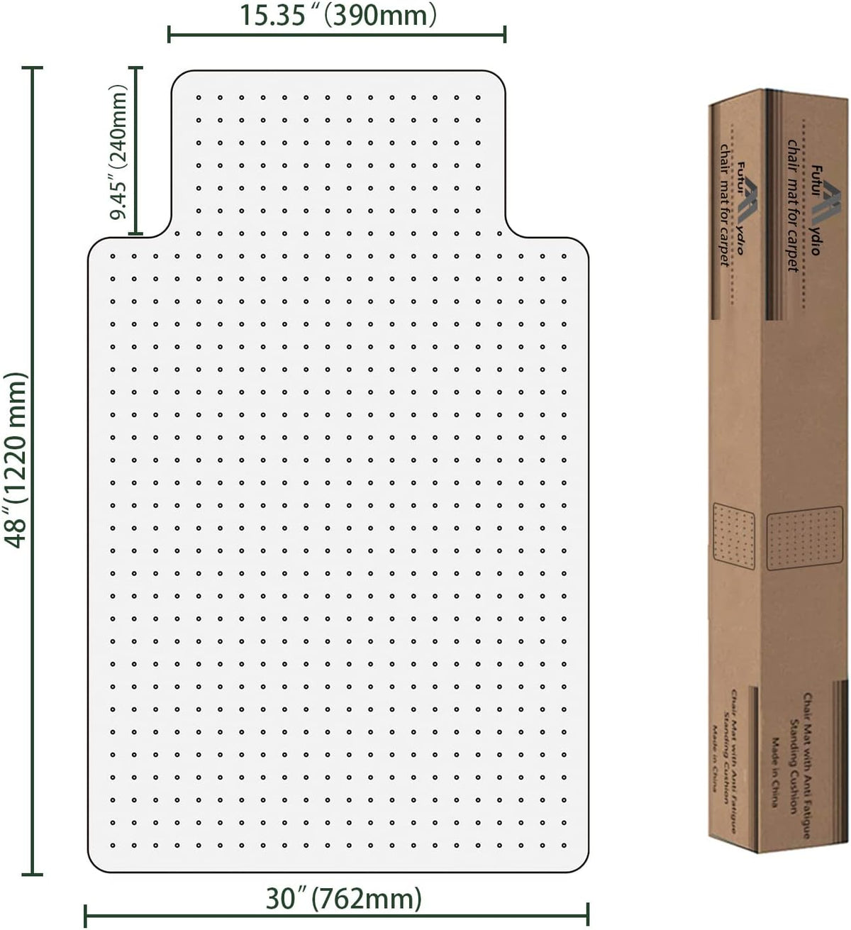FuturHydro Office Chair Mat for Carpet - 30" x 48" Computer Desk Chair Mats for Carpeted Floors