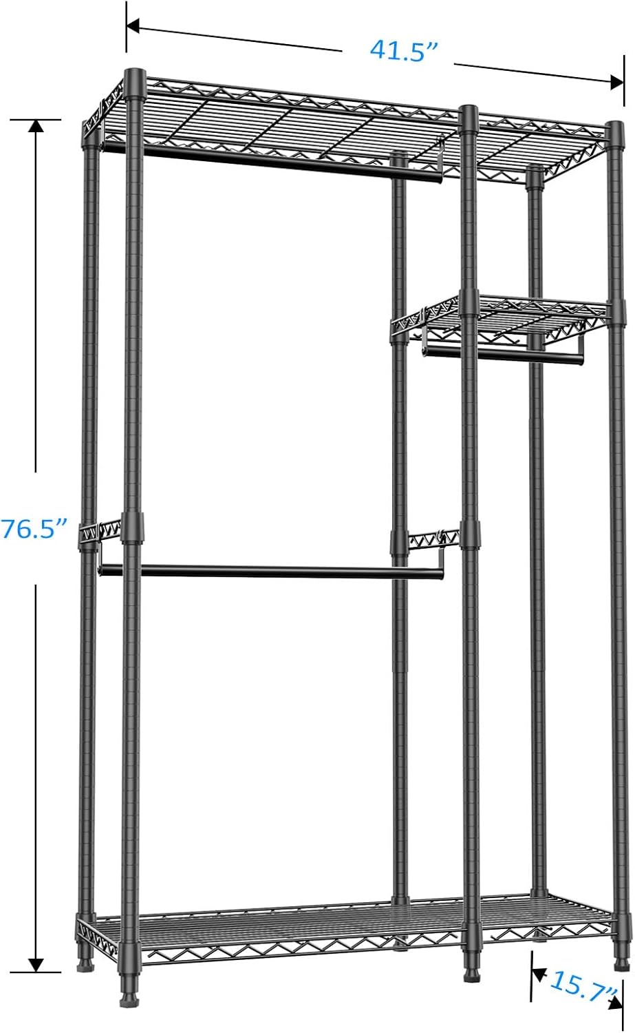 IZEUK 2 Combination Heavy Duty Garment Rack Wire Clothes Rack for Hanging Clothes, Metal