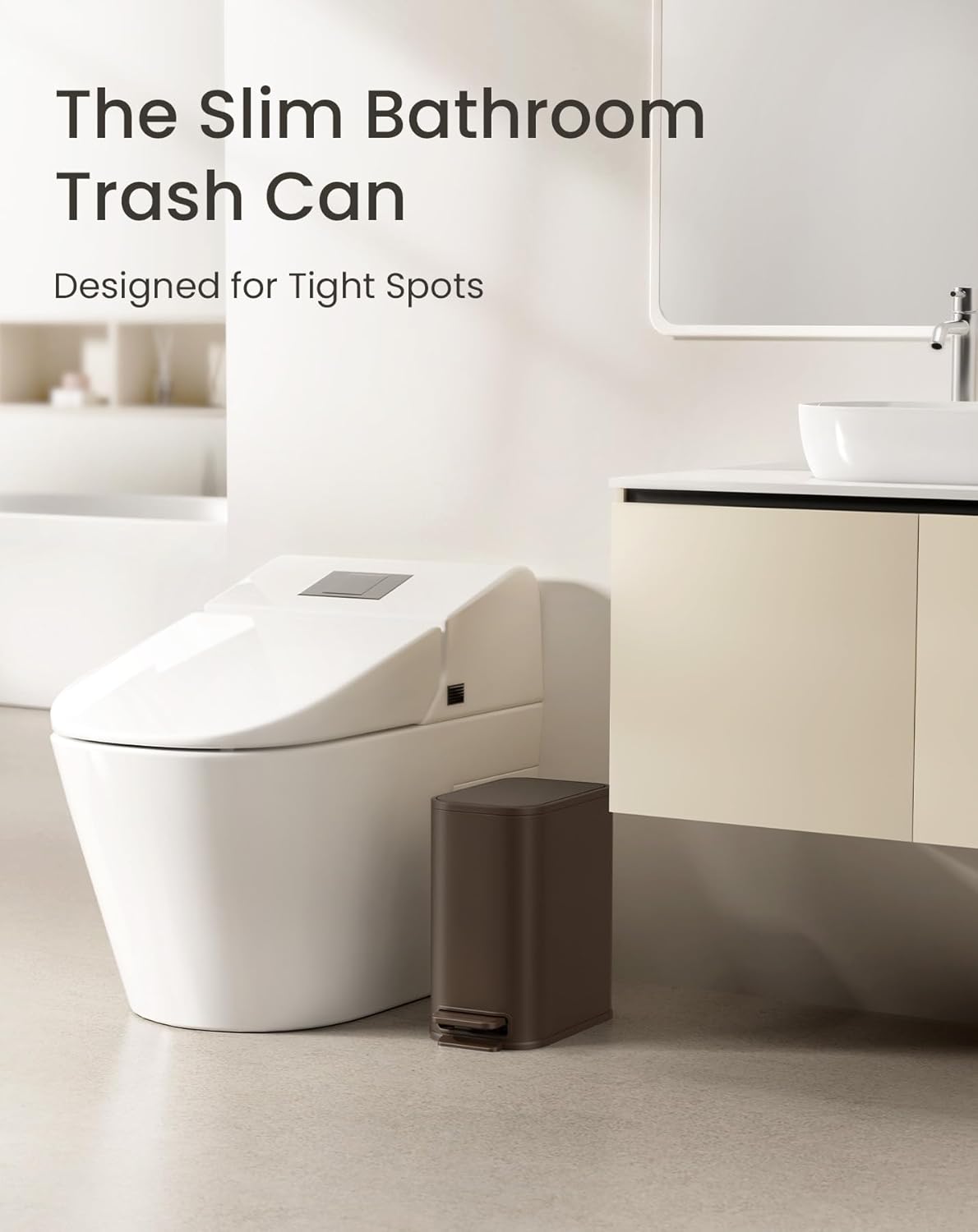 Cesun Small Bathroom Trash Can with Lid Soft Close, Step Pedal, 5 Liter / 1.3 Gallon Stainless
