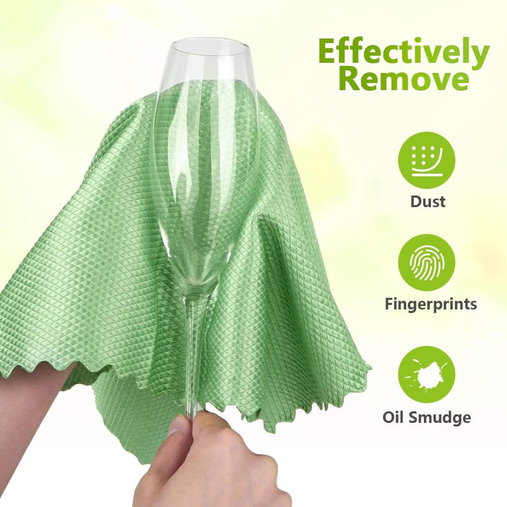 HOMEXCEL Microfiber Glass Cleaning Cloths-6PK, 16"x14" Lint Free Window Cleaning Cloth, Glasses