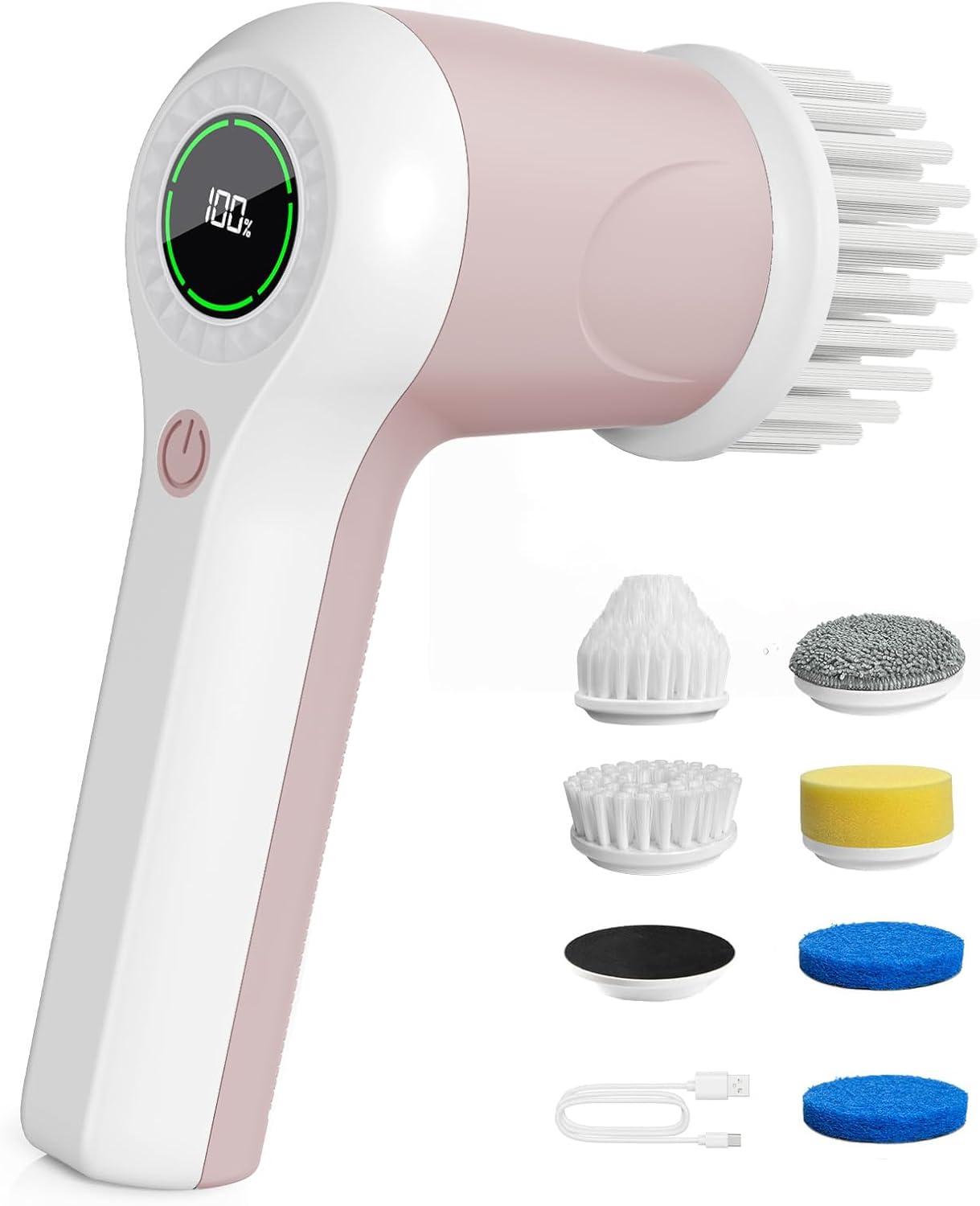 Electric Spin Scrubber, Cordless Shower Scrubber with Battery Level Display, 2 Speeds Electric