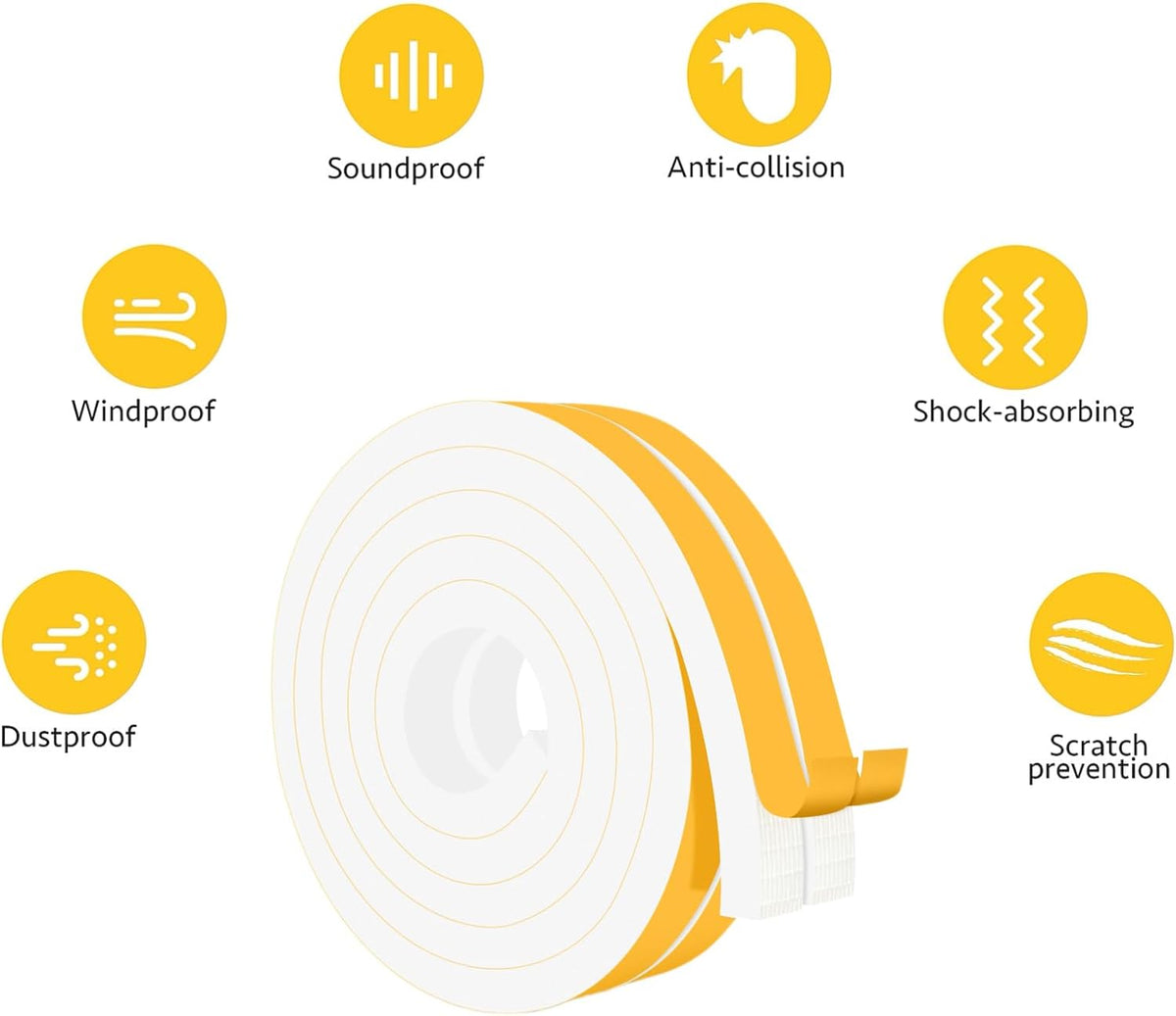 Strong Adhesive Weather Stripping for Doors and Windows, High Density Door Seal, SoundProof
