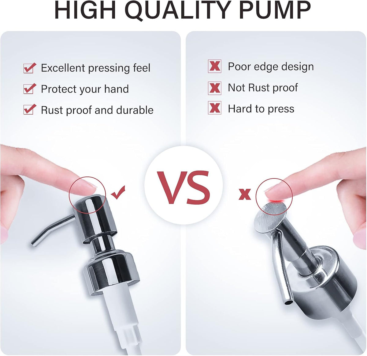 Clear Glass Soap Dispenser 18 oz, 2 Pack Hand Dish Soap Dispensers Bathroom with Stainless Steel