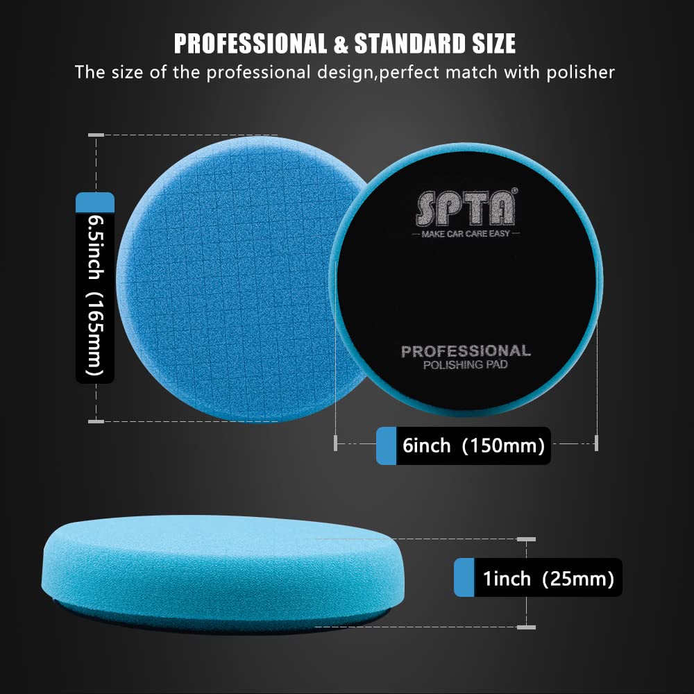 Blue Polish Pad, Buffing Polishing Pads, SPTA 1Pc 6.5 Inch Face for 6 Inch 150mm Backing Plate