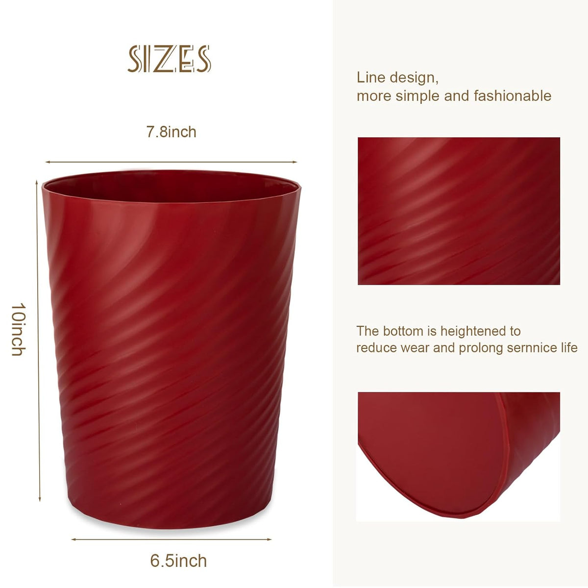 UUJOLY Plastic Small Trash Can Wastebasket, Garbage Container Basket for Bathrooms, Laundry Room