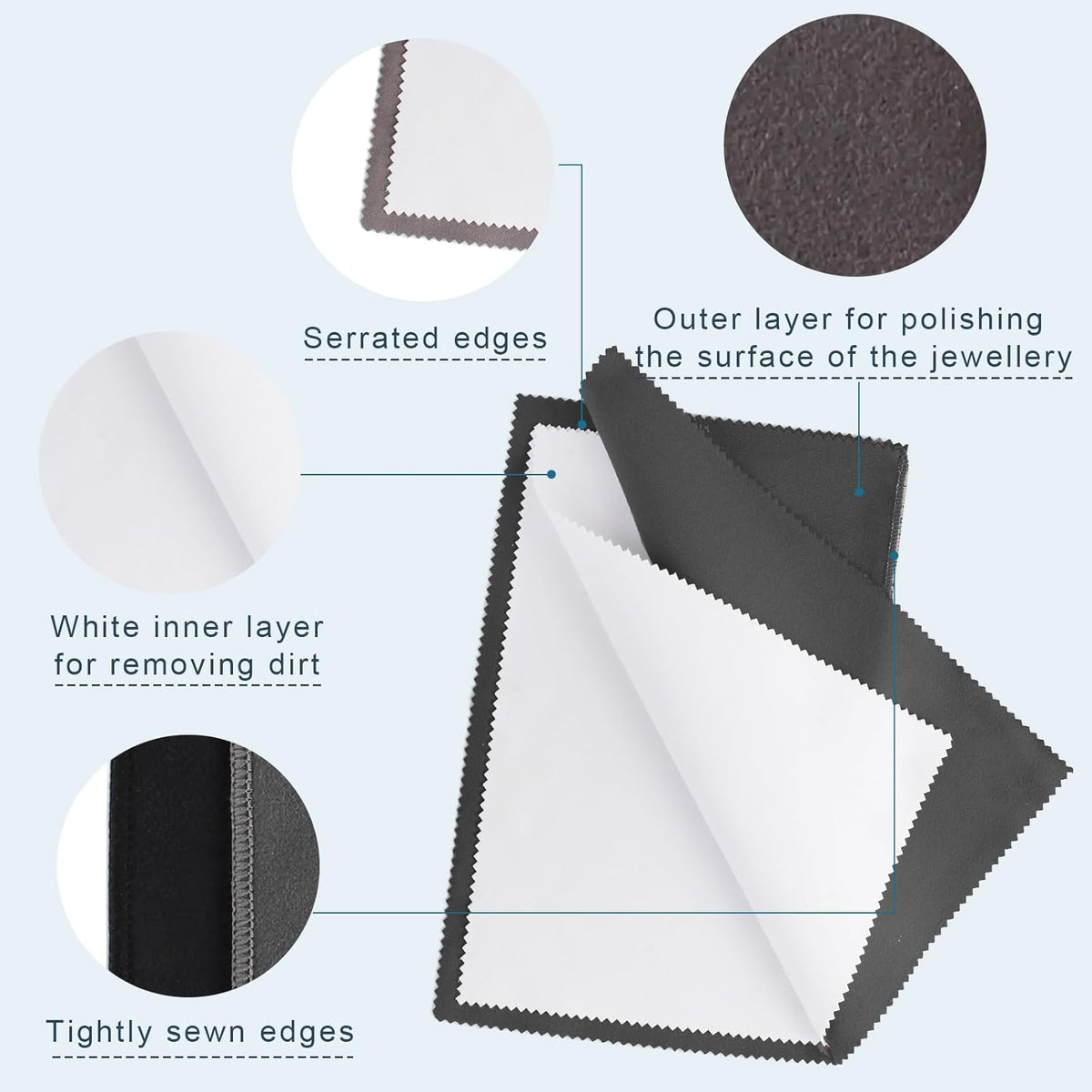 Phinus 3PCS Jewelry Cleaning Cloth, 10'' x 12'' Silver Polishing Cloth Jewelry, 100% Cotton Jewelry