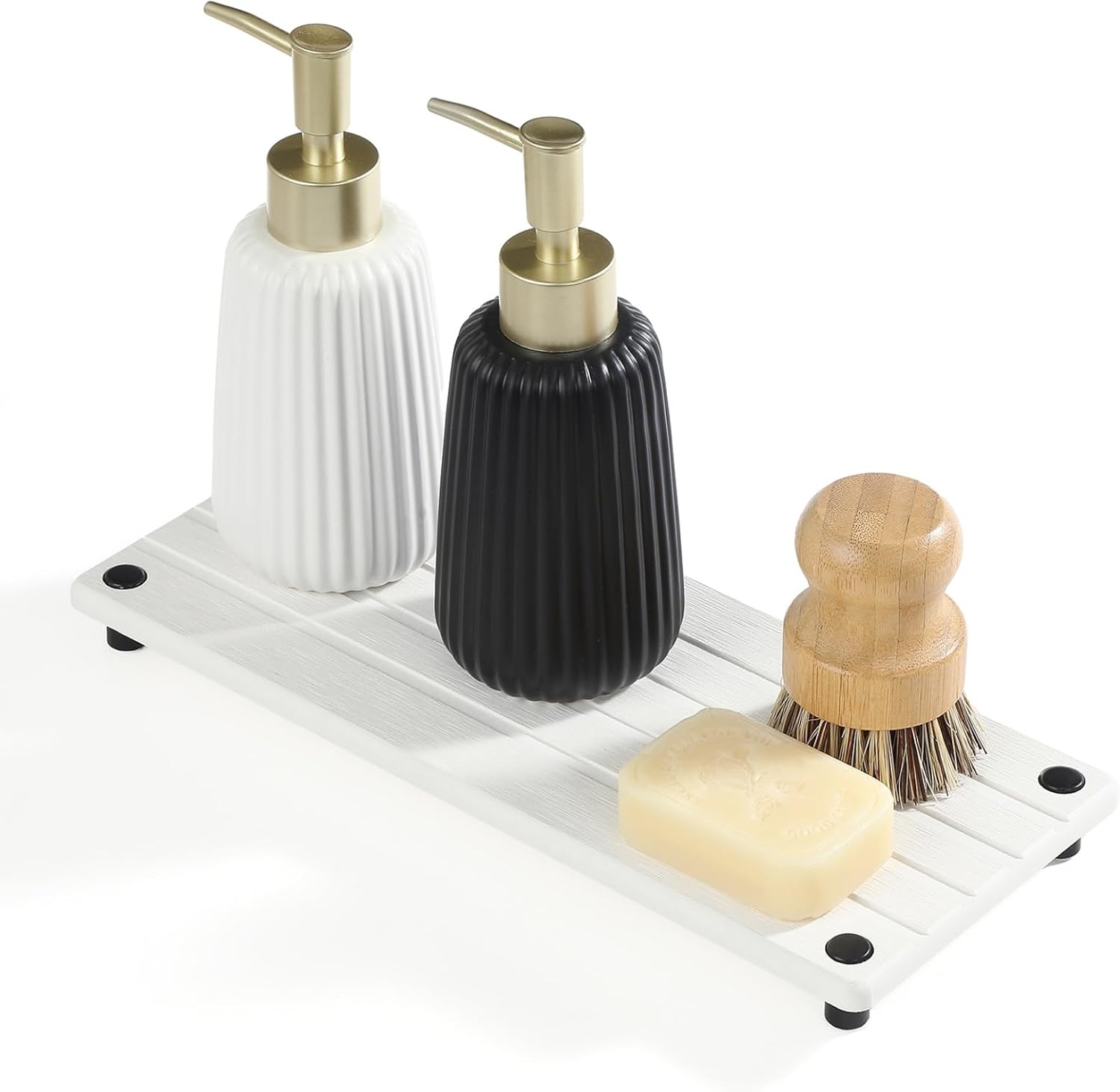 Instant Dry Sink Caddy Kitchen Sink Organizer, Quick Drying Stone Tray Diatomite Sponge Holder Soap