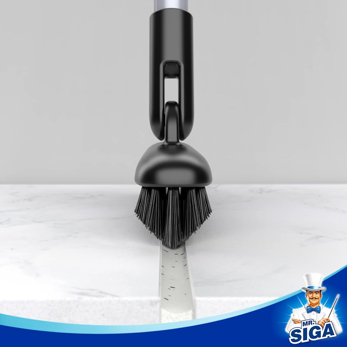 MR.SIGA Heavy Duty Grout Scrub Brush with Long Handle, Shower Floor Scrubber for Cleaning, Tile