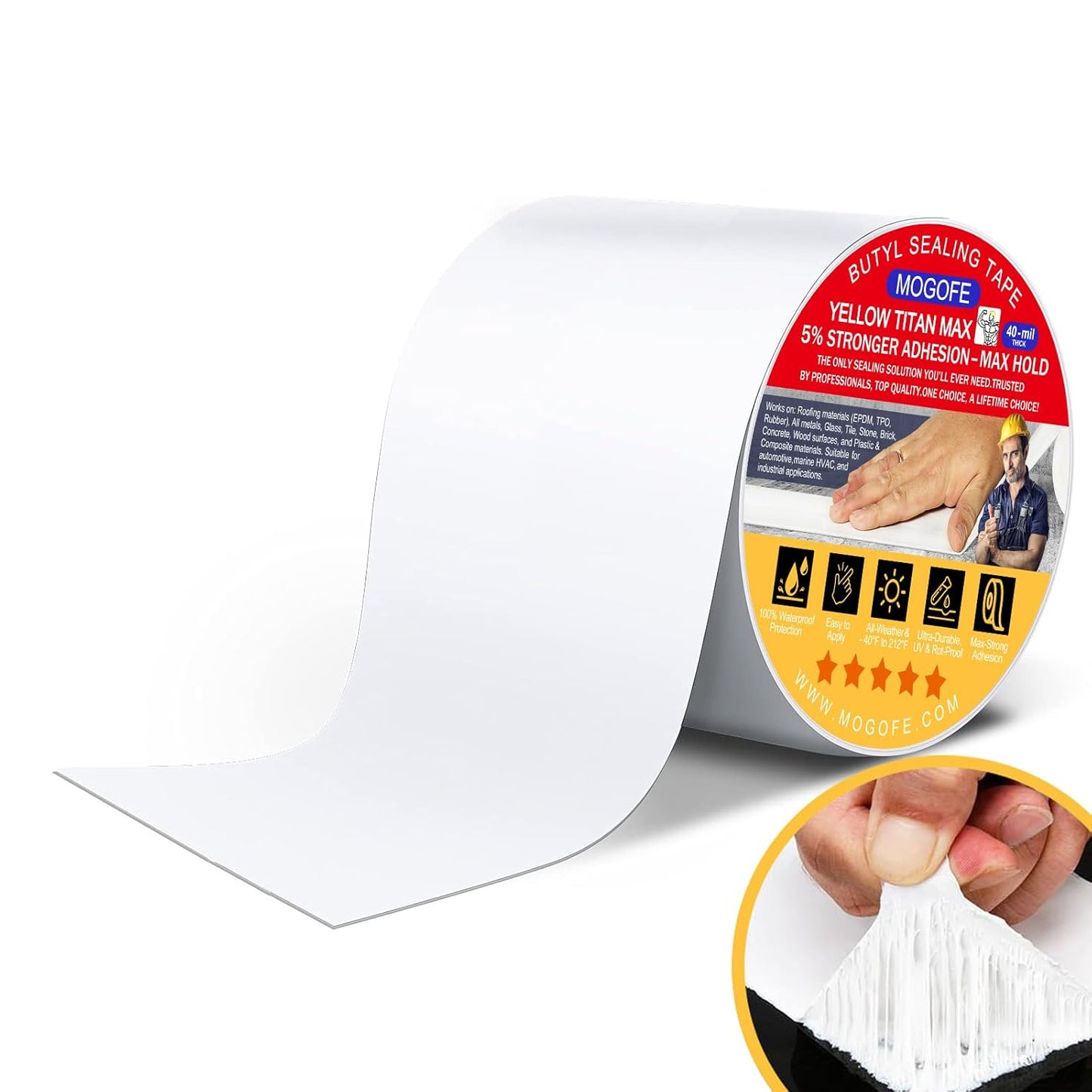 Max RV Roof Sealant Tape White - Extra Thick 4 Inch x 50 Feet, Triple Waterproof & UV-Resistant for