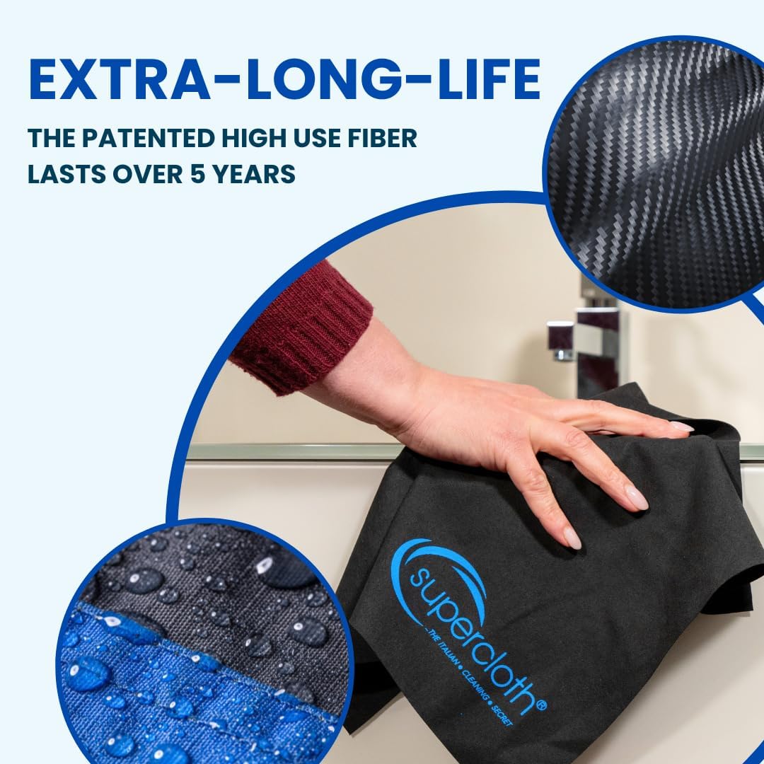 Supercloth® Premium Microfiber Cleaning Cloth for All-Purpose, Lasts Over 5 YEARS, Glasses Cleaning