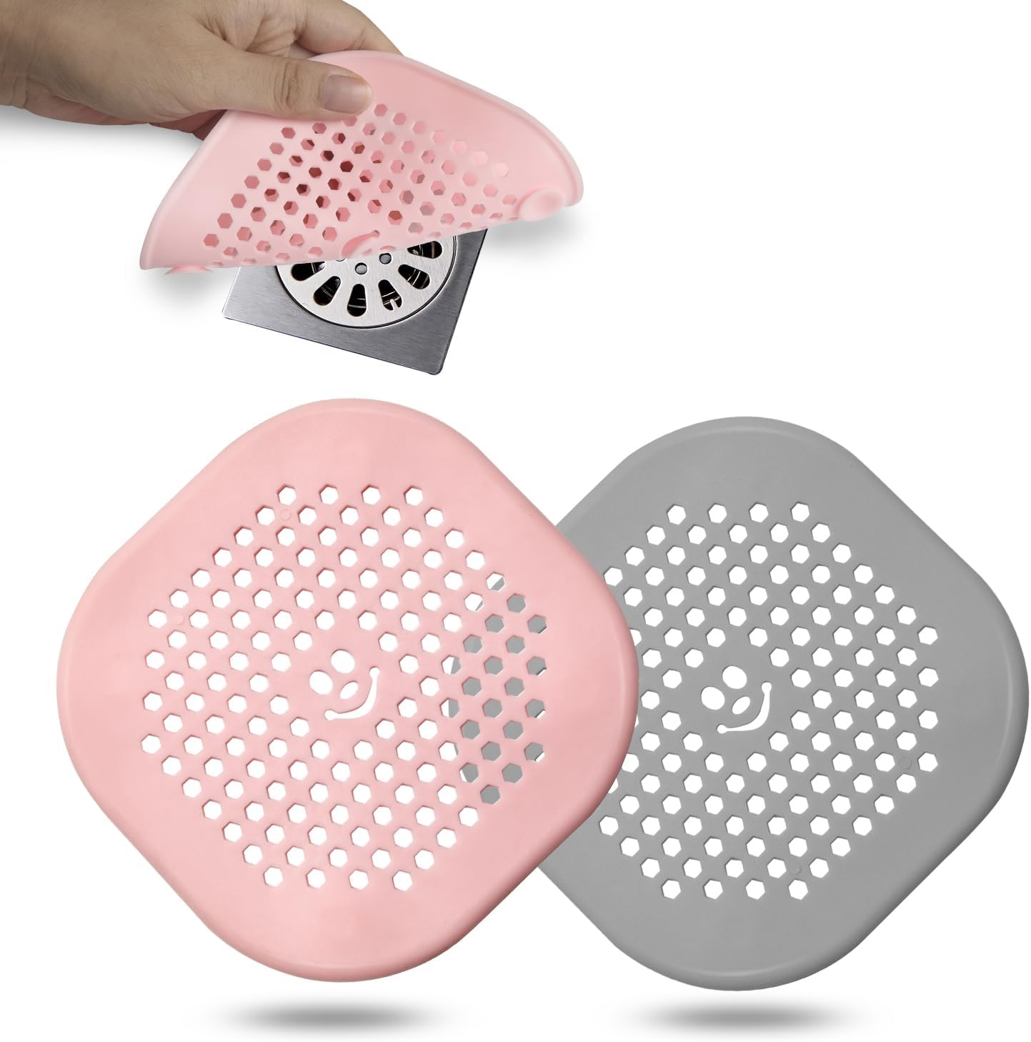 2 Pack Drain Hair Catcher Durable Silicone Drain Protector Hair Stopper with Suction Cup for Shower