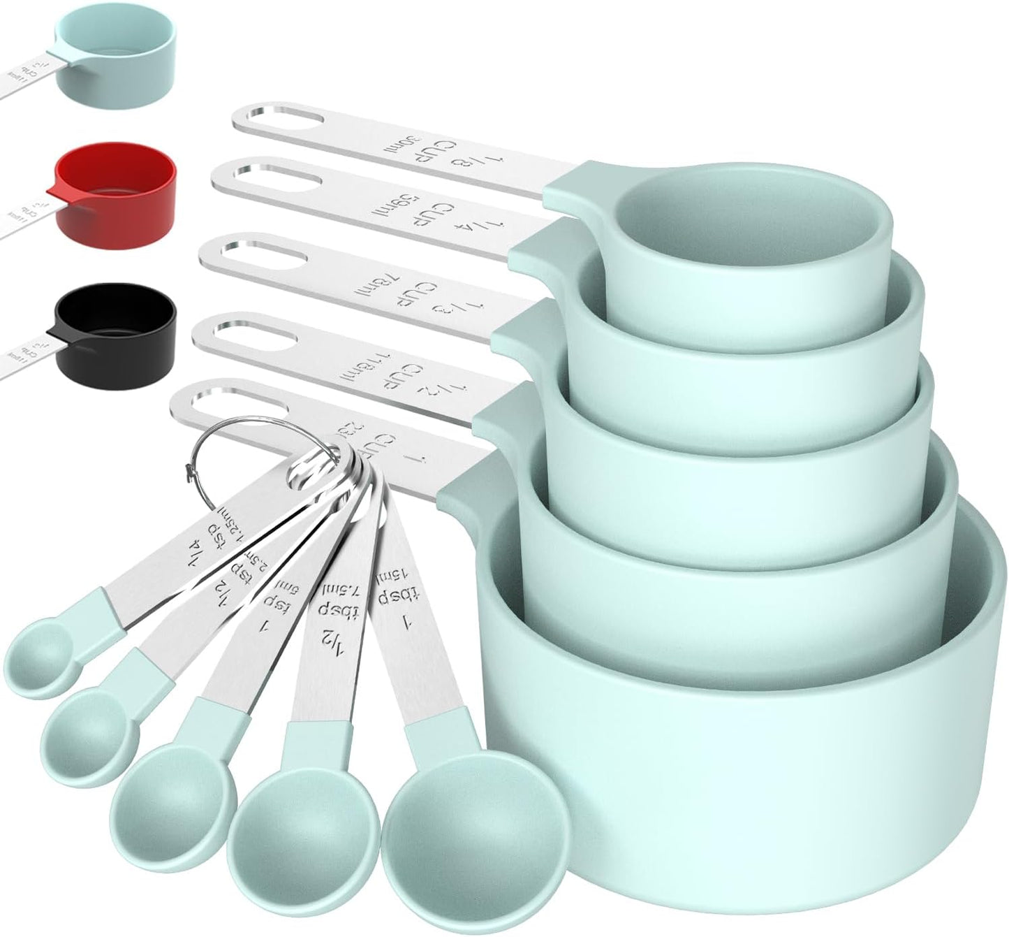 TILUCK Measuring Cups & Spoons Set, Stackable Cups and Spoons, Nesting Measure Cups with Stainless