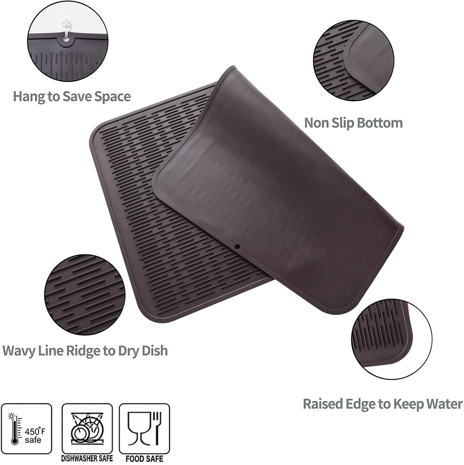 Silicone Dish Drying Mat for Multiple Usage,Easy clean,Eco-friendly,Heat-resistant Silicone Mat for