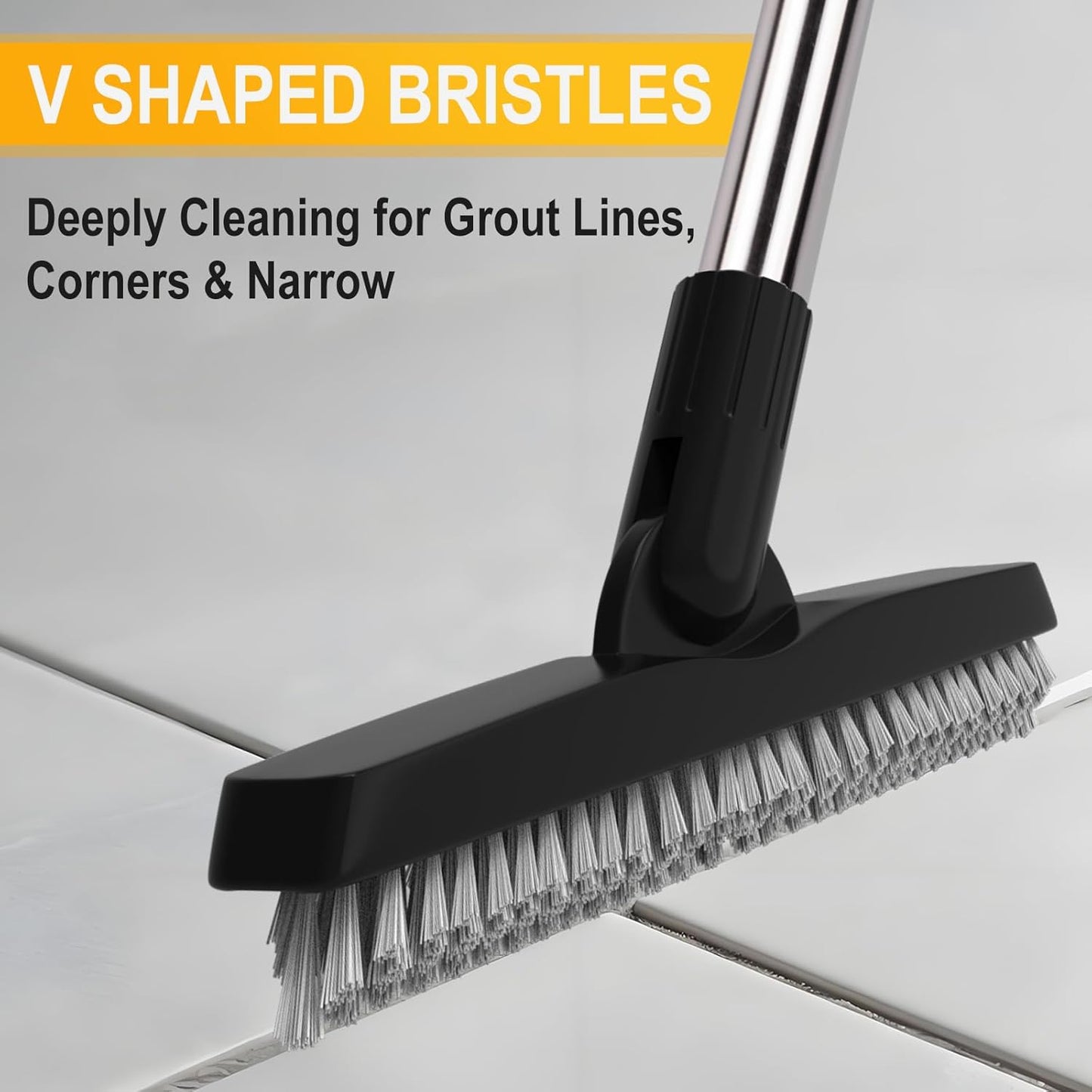 ITTAHO 2 Pack Grout Brush with Long Handle, Swivel Cleaning Grout Line Scrubber - Extendable