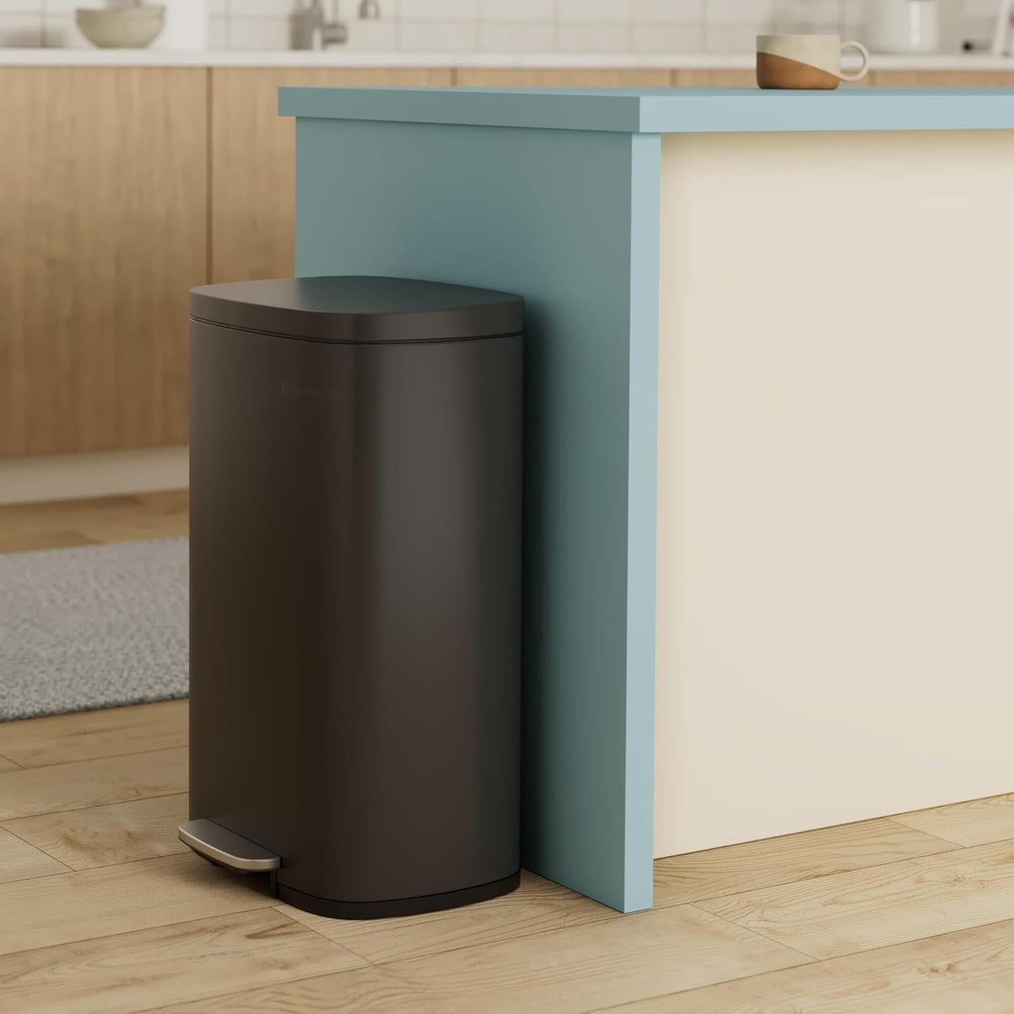 SONGMICS 13 Gallon (50 L) Trash Can, Stainless Steel Kitchen Garbage Can, Recycling or Waste Bin