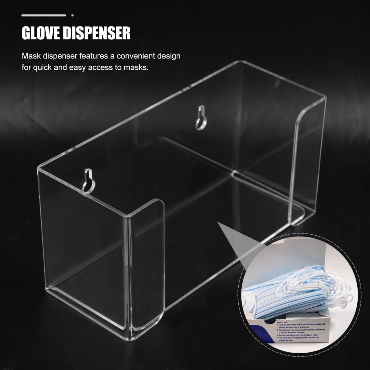 Acrylic Wall Mount Glove Dispenser and Mask Holder Storage Box for Laboratory and Office 2 in 1