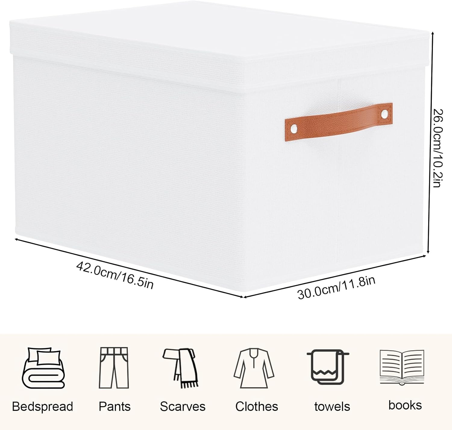 Fabric Storage Bins, Clothes Boxes for Shelves with Lids, 3 Pack Baskets for Organizing with