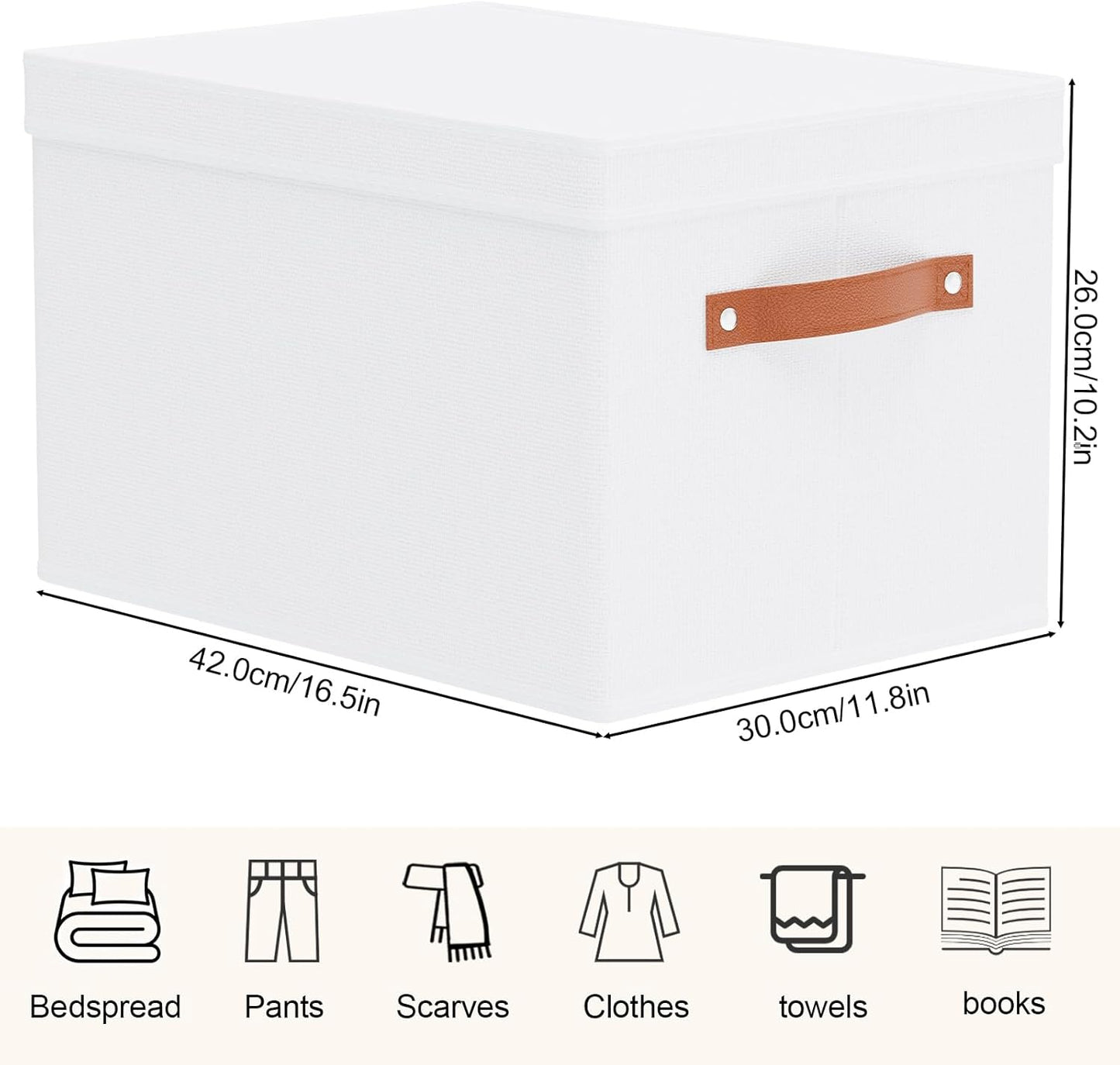 Fabric Storage Bins, Clothes Boxes for Shelves with Lids, 5 Pack Baskets for Organizing with