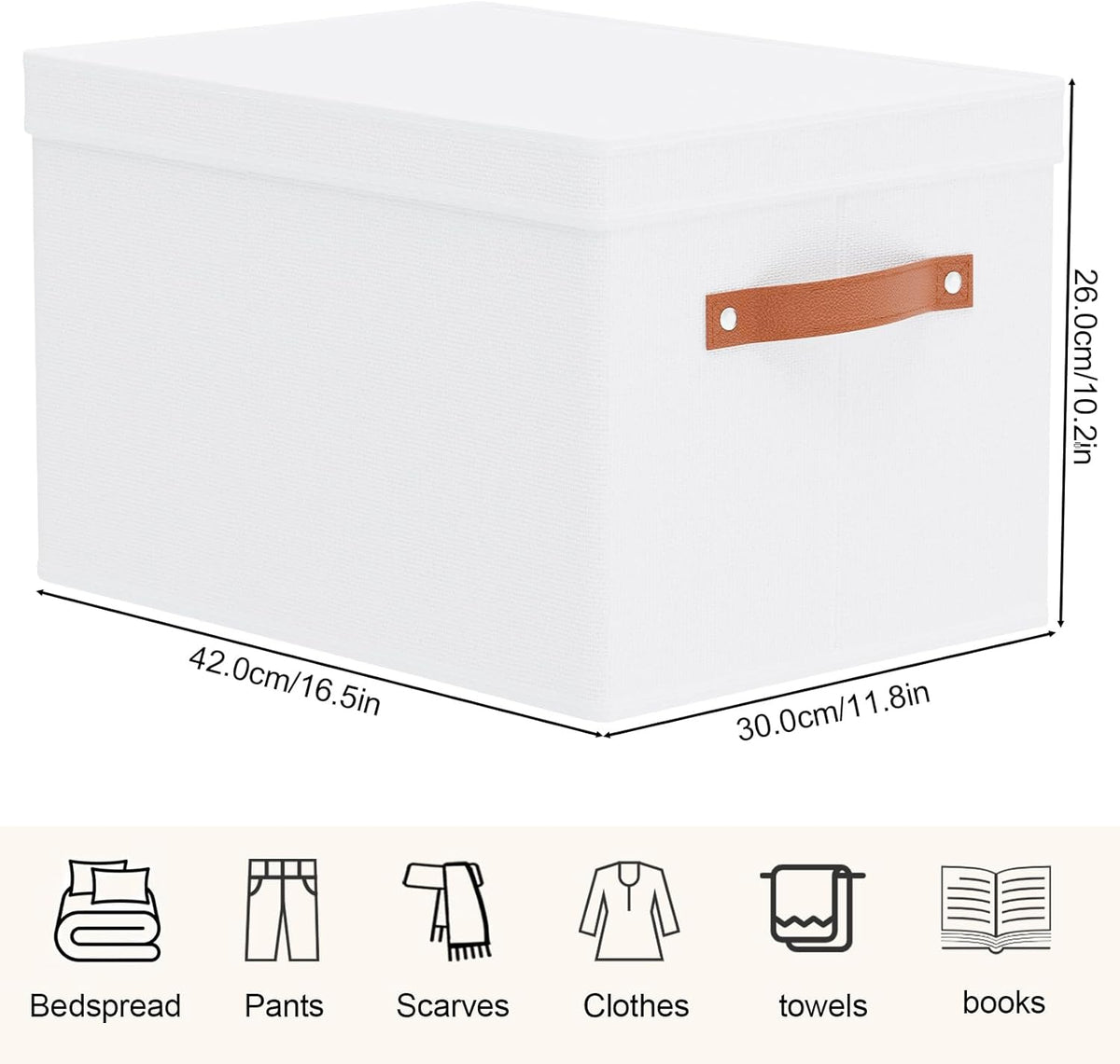 Fabric Storage Bins, Clothes Boxes for Shelves with Lids, 5 Pack Baskets for Organizing with