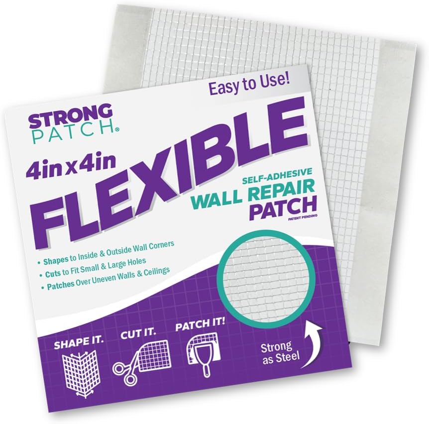 StrongPatch® 4 in. x 4 in. Flexible Self-Adhesive Wall Repair Patch (3-Pack) – Versatile