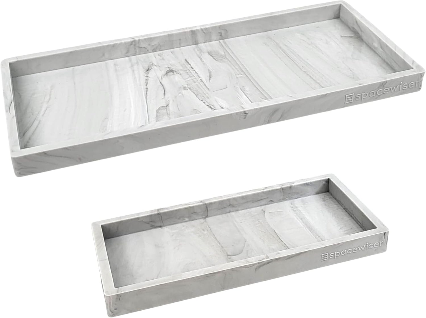 Countertop and Vanity Tray - 2 PC (11” and 7”) Shatterproof Silicone Kitchen and Bathroom Trays for