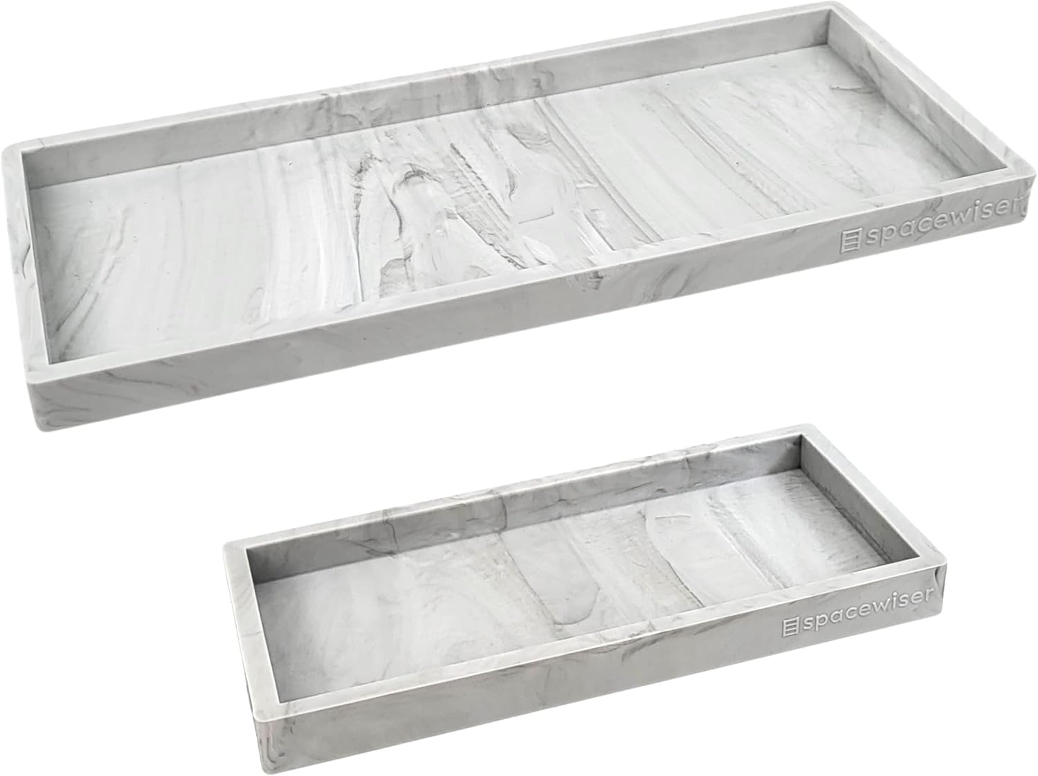 Countertop and Vanity Tray - 2 PC (11” and 7”) Shatterproof Silicone Kitchen and Bathroom Trays for