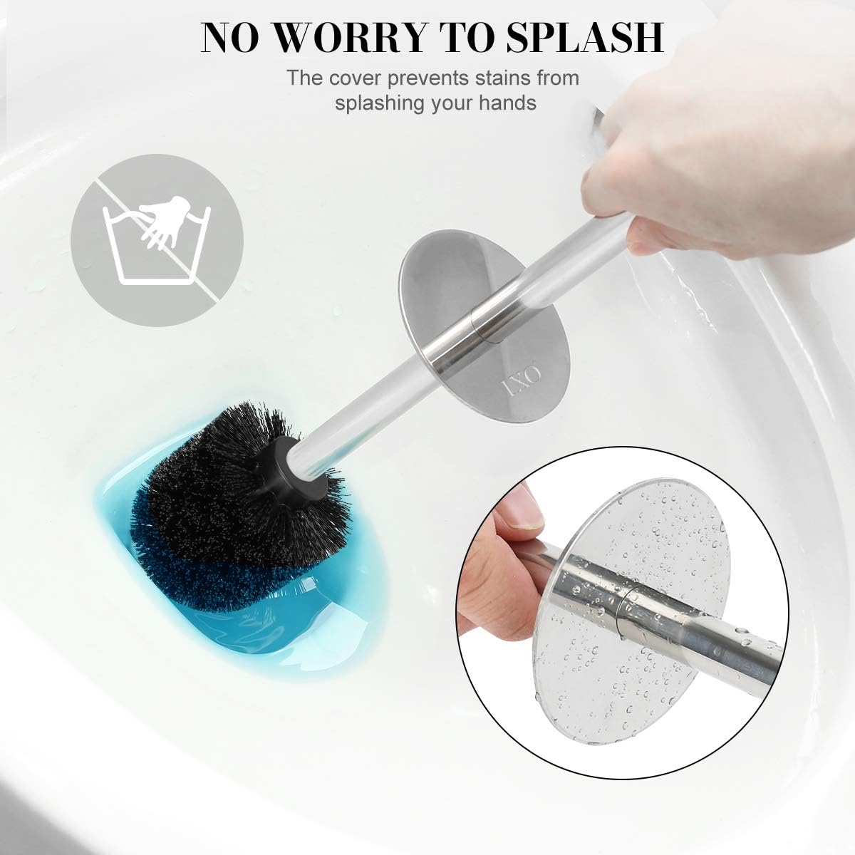 Toilet Brush and Holder, 2 Pack Toilet Brush with 304 Stainless Steel Long Handle, Toilet Bowl