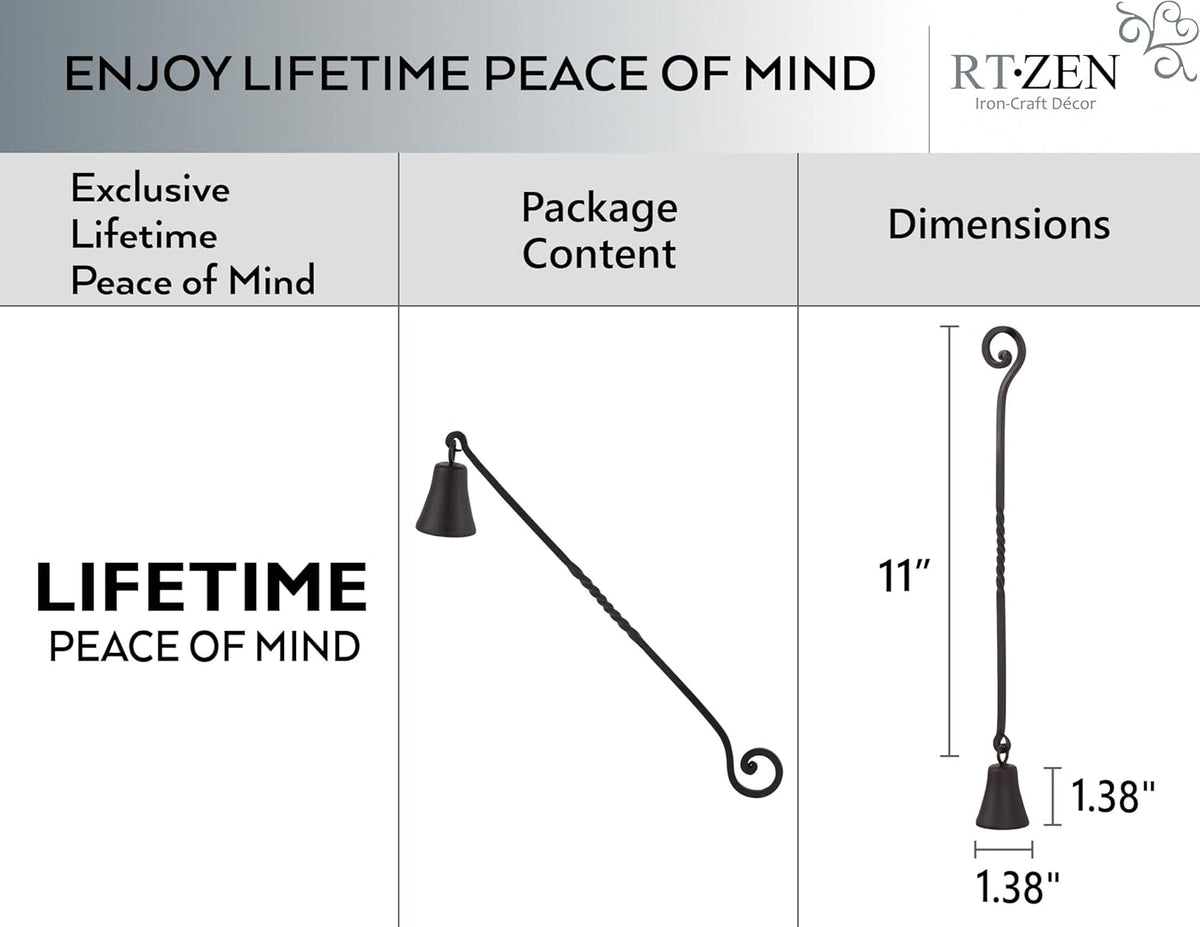 RTZEN Antique Bell Candle Snuffer - Handcrafted Decorative Rustic Wrought Iron Candle Extinguisher