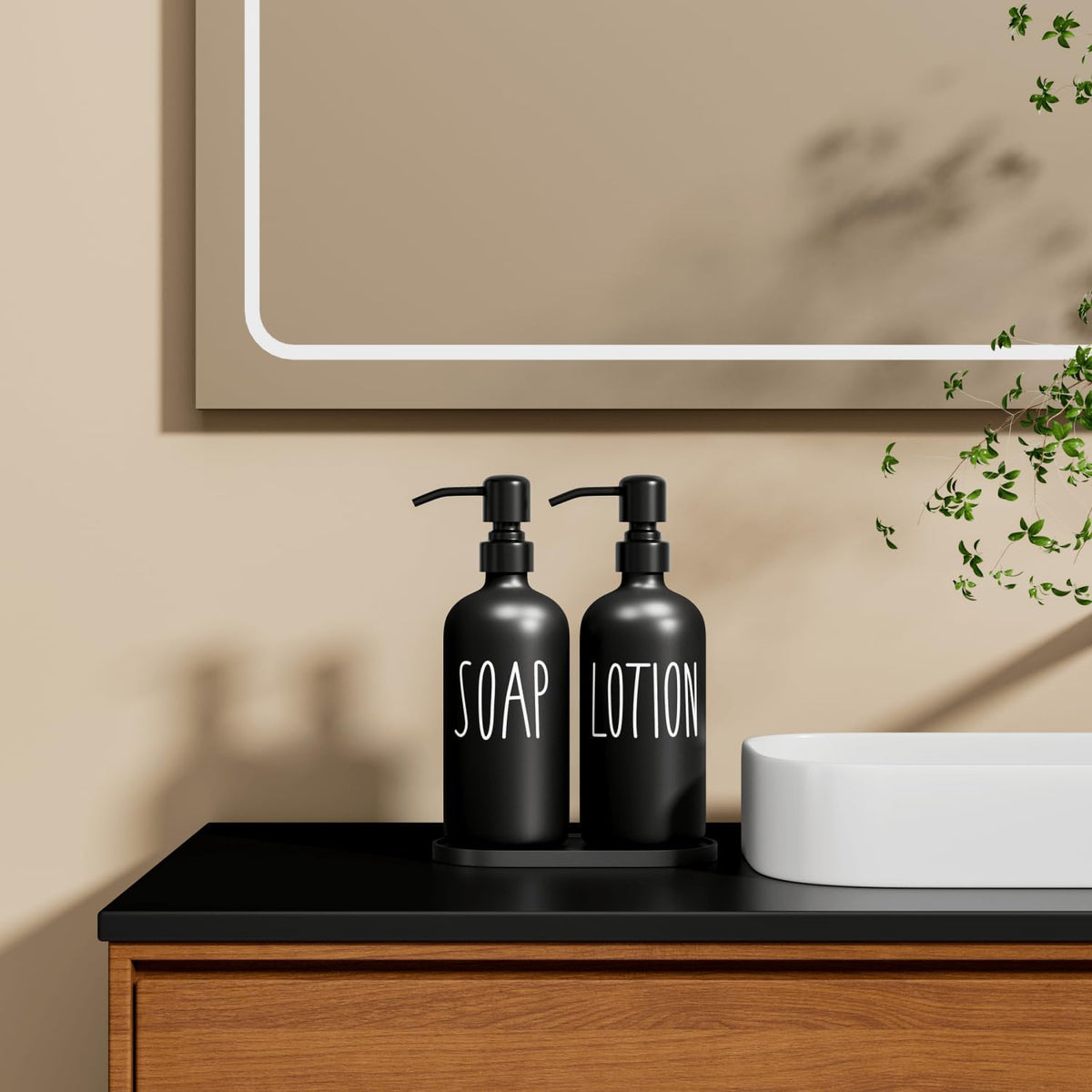MOMEEMO Black Soap Dispenser Bathroom, Contains Lotion and Hand Soap Dispenser, Suitable for