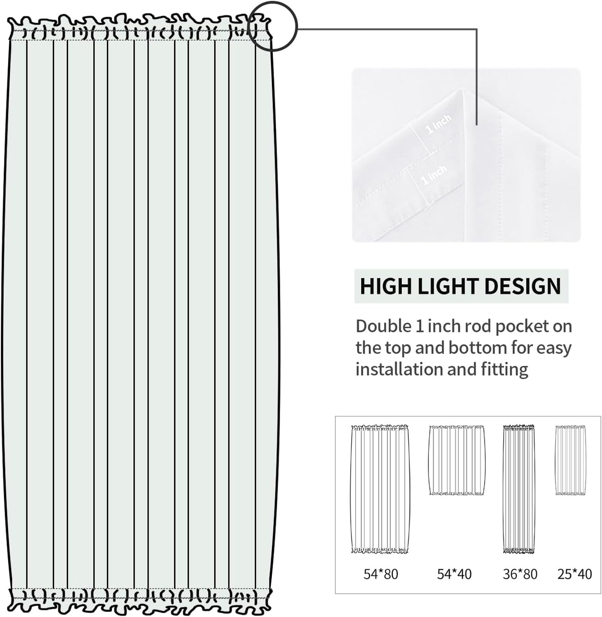 DWCN French Door Curtains – Rod Pocket Thermal Curtain for Doors with Glass Window, Kitchen and