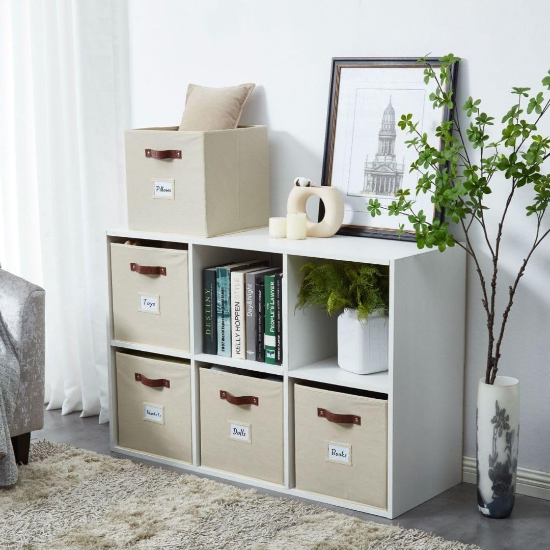 DECOMOMO Storage Bins, Cube Storage Bin with Labels, Fabric Storage Cubes for Shelves (10.5" x 11"