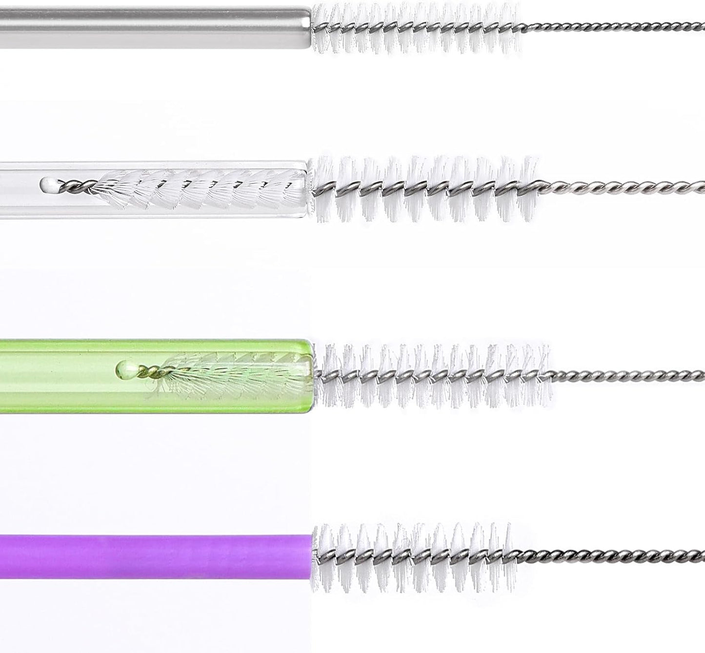 AZEN 15 Pack Straw Cleaner Brush Set, 12 inch Extra Long, 5 Different Diameters Reusable Cleaning