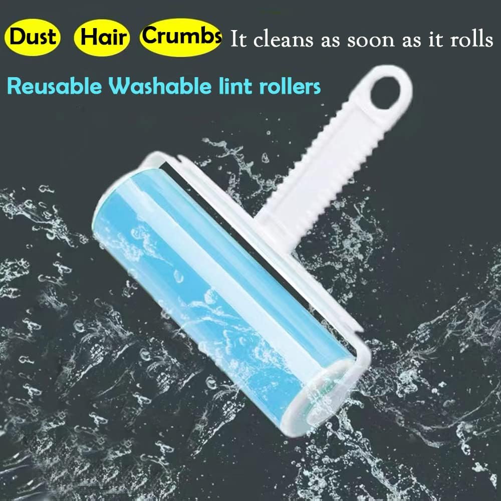 Washable Reusable Lint Roller 3 Pack, Portable Travel Sticky Dog Cat Hair Remover Cleaner with